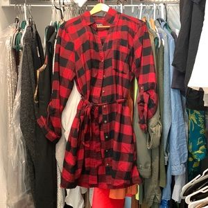 Abercrombie Red Buffalo Plaid Shirt Dress